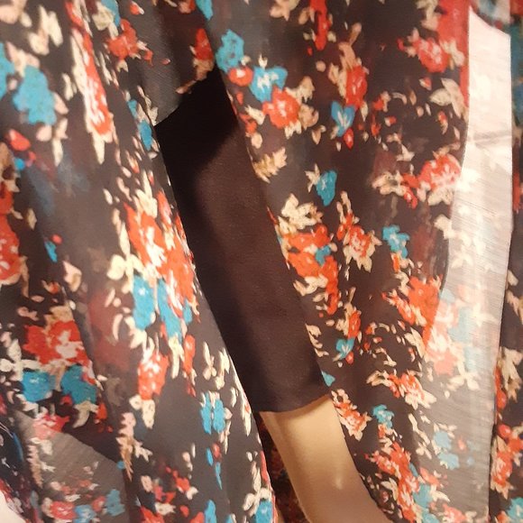 Forever 21 black floral maxi skirt  Ribbon Yoke Details - Picture 13 of 13
